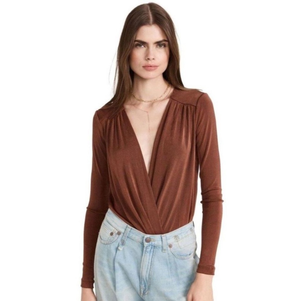 NWT Anthropologie Brown/Bronze Bodysuit Size Small
